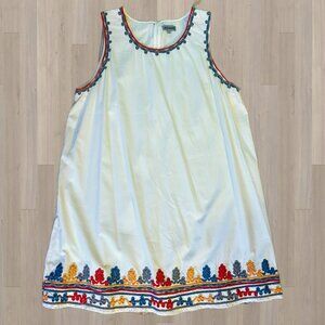 Embroidered White/Multicolor A-Line Cotton Dress, Size 20 ASOS Alice & You
